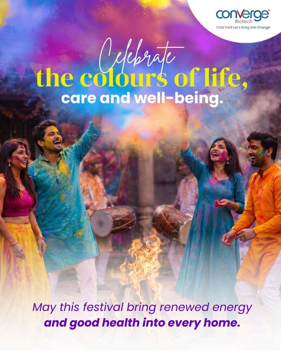 convergebiotech's tweet photo. Celebrate the colours of life, care and well-being.
May this festival bring renewed energy and good health into every home. #HappyHoli https://t.co/B86GD2RSRc