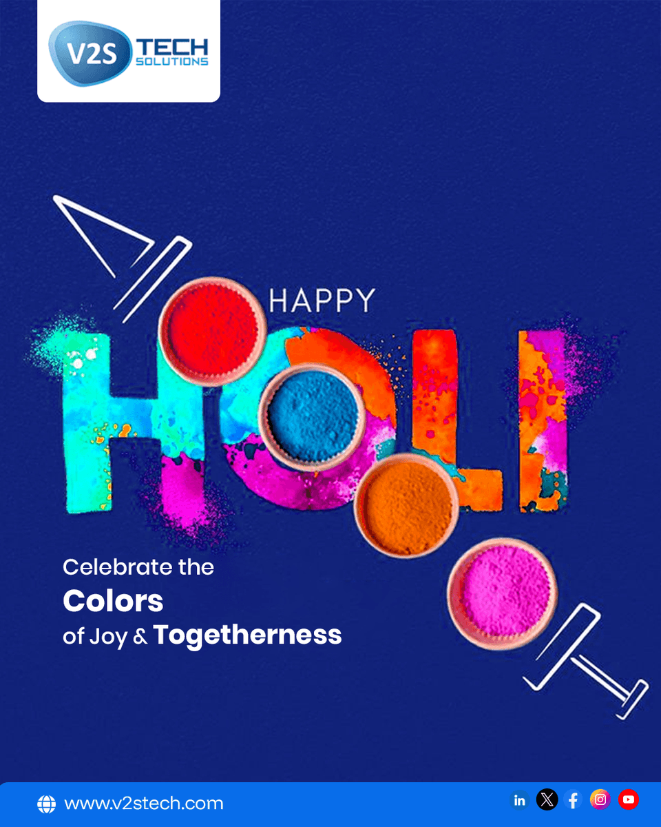 V2STech's tweet photo. V2STech Solutions wishes you a vibrant and joyful Holi filled with colors, positivity, and togetherness. ​

​May this festival bring happiness, new opportunities, and bright moments to all!​

#HappyHoli #FestivalOfColors #HoliCelebration #JoyAndTogetherness #V2STechSolutions https://t.co/p32nOPX0Ba