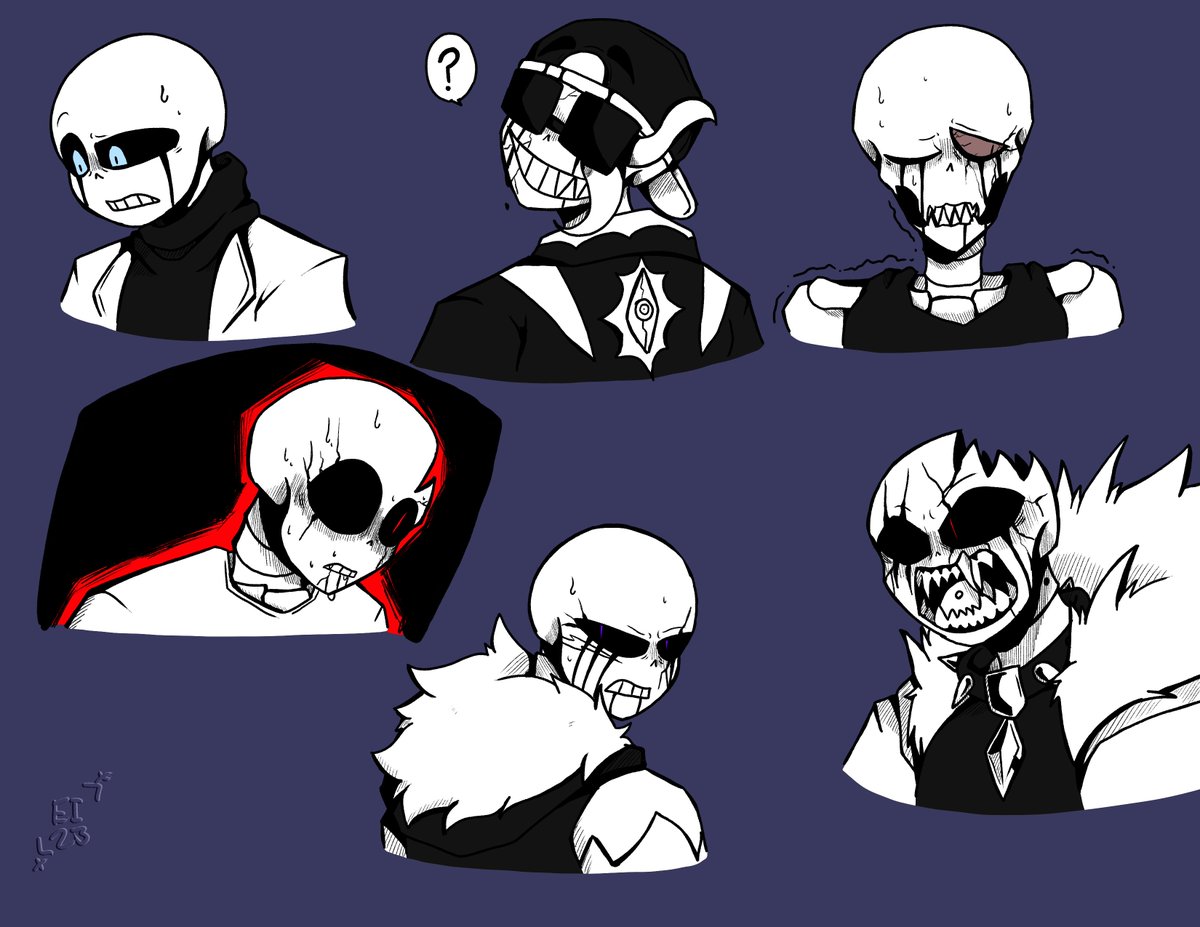 Eiwither's tweet image. Doodles

#undertaleau #possessedstruggles #sciencesans #freshsans #swapfellpapyrus #horrorsans #crosssans #horrorfellsans