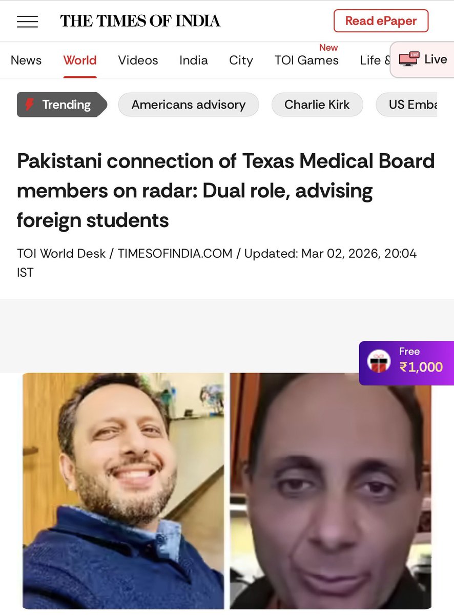 MaryBowdenMD's tweet photo. Greg Abbott’s America-last medical board appointees made the news in @timesofindia today. https://t.co/UjIqfmEoWJ