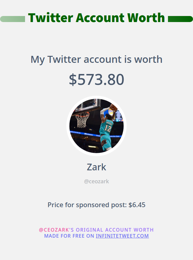 My Twitter worth is: $573.80

➡️ infinitetweet.me/account-worth