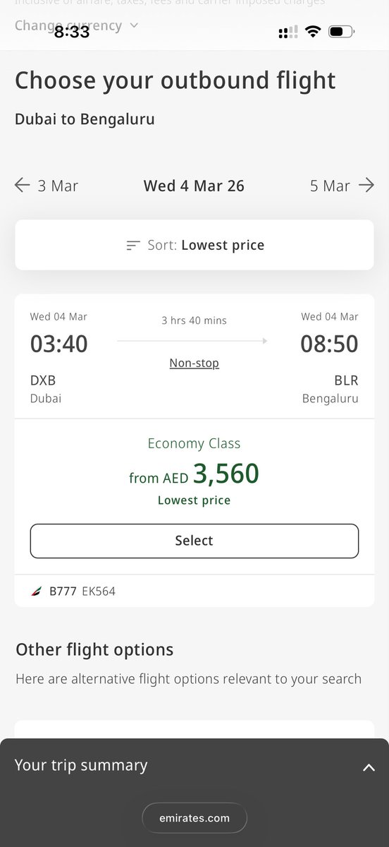 dishaagarwal1's tweet photo. @EmiratesSupport Team, an attempt to put in on record that flights are showing available on Emirates website and still responses on DM says that no flights are available today or tomorrow. Kindly book us (2 pax) on this flight to Bengaluru. https://t.co/zyPW149726