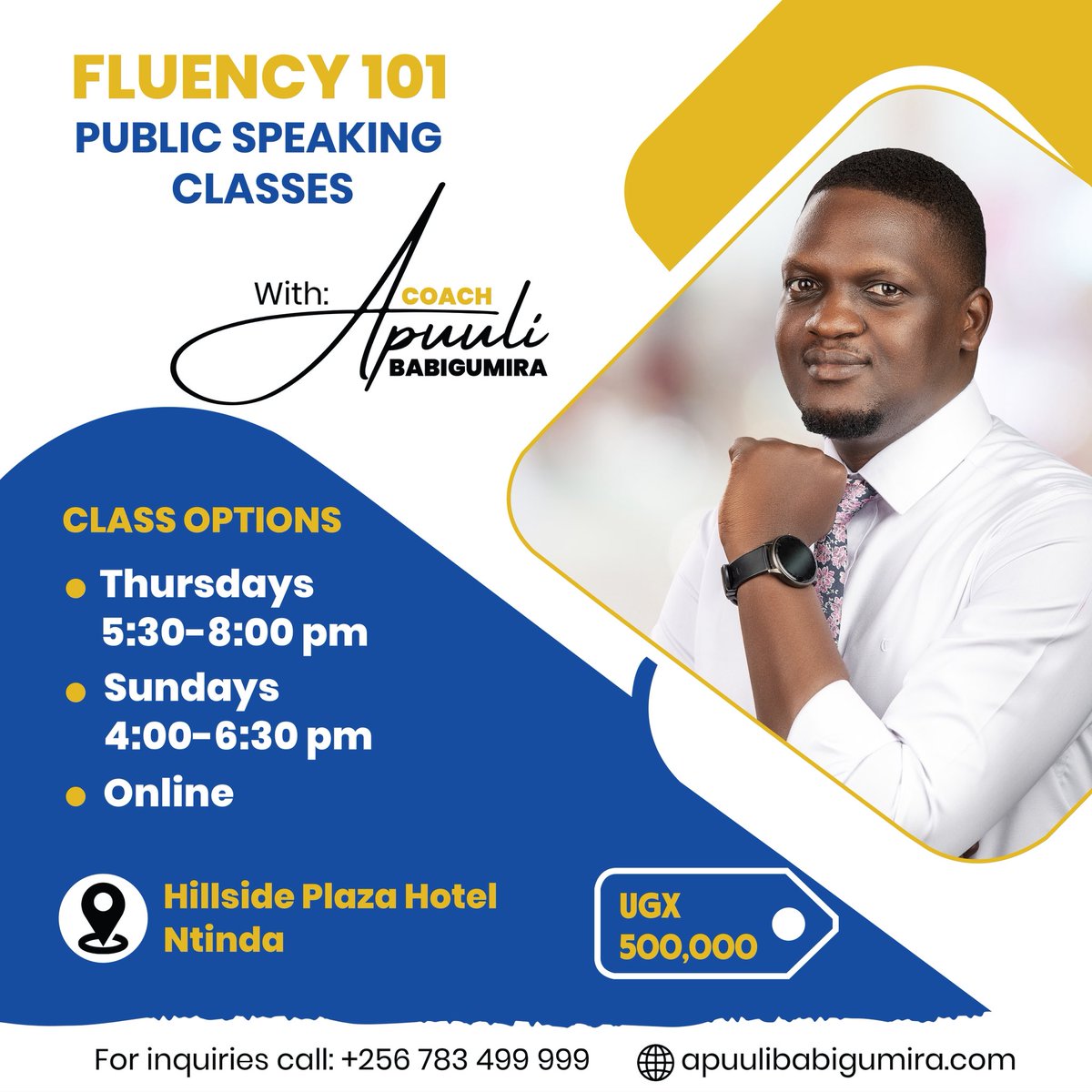 ApuuliBabigumir's tweet photo. ๐ค Fluency 101 โ Cohort 17 starts 8th March.
Master clarity. Overcome stage fright. Speak with confidence.
๐ Ntinda + Online
๐ฐ UGX 500,000
Register: https://t.co/9U46fkqWwn
๐ +256 783 499 999
#PublicSpeaking #Fluency101 https://t.co/j1bRnmS02J