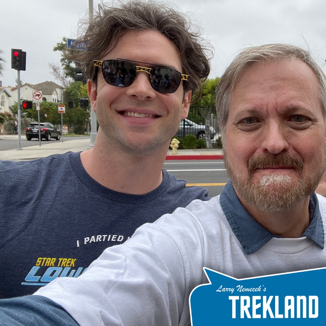 larrynemecek's tweet photo. HAPPY BIRTHDAY today to current #Spock, #EthanPeck who's made his impact on the beloved #Vulcan/human icon for a new audience. Flashback here to Writers Guild strike of 23 at the #StarTrek themed picket at #ParamountStudios.

#drtrek #trekland #strangenewworlds #SNW https://t.co/GkLGkPwkTi