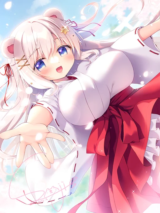 「わぁ!ほら、桜吹雪がすごいですよ～!」