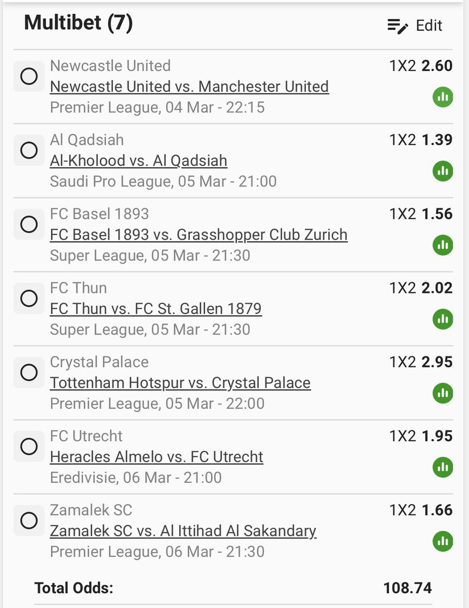 Straight wins hot🔥 7 . 
100-odds ✅🔥
Booking Code 👉 BW41856601