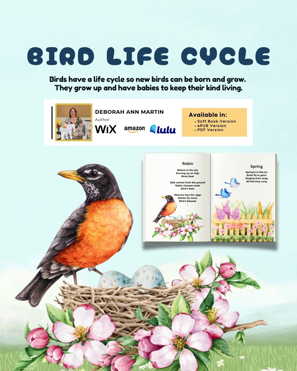 DeborahMar35329's tweet photo. Spring science made simple 🐦
Use this poem to introduce bird life cycles during your spring curriculum.

Link:https://t.co/R9KByy4Yz0
Amazon: https://t.co/WPENb3RbsZ

#BirdLifeCycle #LifeCycleLearning #EggToFly #NatureForKids #ScienceForKids #SurvivingLifeLessons https://t.co/1OZmxlfj63
