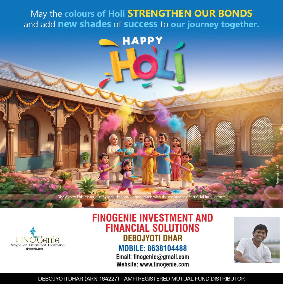 FINOGENIE1's tweet photo. Colours of Holi Strengthen Bonds and Success

May the colours of Holi STRENGTHEN OUR BONDS and add new shades of success to our journey together. HAPPY HOLI. https://t.co/e5t8xuQ3N4