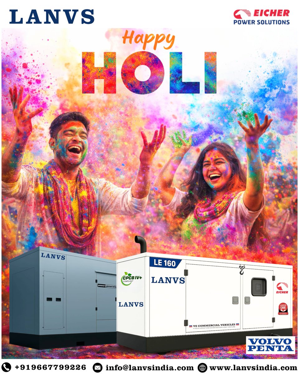 LanvsGreekIndia's tweet image. 🎨✨Celebrating the festival of colors with the power of reliability!
This Holi LANVS wishes you a season filled with success, prosperity and unstoppable energy 
#HappyHoli #LANVS #PowerSolutions #IndustrialPower #GensetSolutions #ReliableEnergy #BusinessContinuity #EicherPower