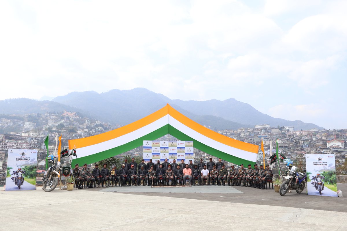 official_dgar's tweet photo. INSPECTOR GENERAL ASSAM RIFLES (NORTH) FLAGS IN “THE EASTERN EDGE EXPEDITION” AT KOHIMA, NAGALAND
Jointly organised by #AssamRifles in partnership with Hero MotoCorp, the grand finale of “The Eastern Edge Expedition” under Operation Sadbhavana 2025–26 was marked with the successful completion of its last leg from Dimapur to Kohima on 02 March 2026. The bike rally was ceremonially flagged in by Inspector General Assam Rifles (North) at Kohima, bringing the inspiring journey across the Northeast to a proud conclusion. The expedition witnessed the participation of a 24 members biking contingent comprising 12 personnel from Assam Rifles and 12 representatives from Hero MotoCorp. 

#friendsofthenortheast #sentinelsofnortheast #OperationalReadiness #CommunityFirst #NationFirst #ServiceBeforeSelf #GuardiansOfTheNation 

@HMOIndia @adgpi @PIBHomeAffairs