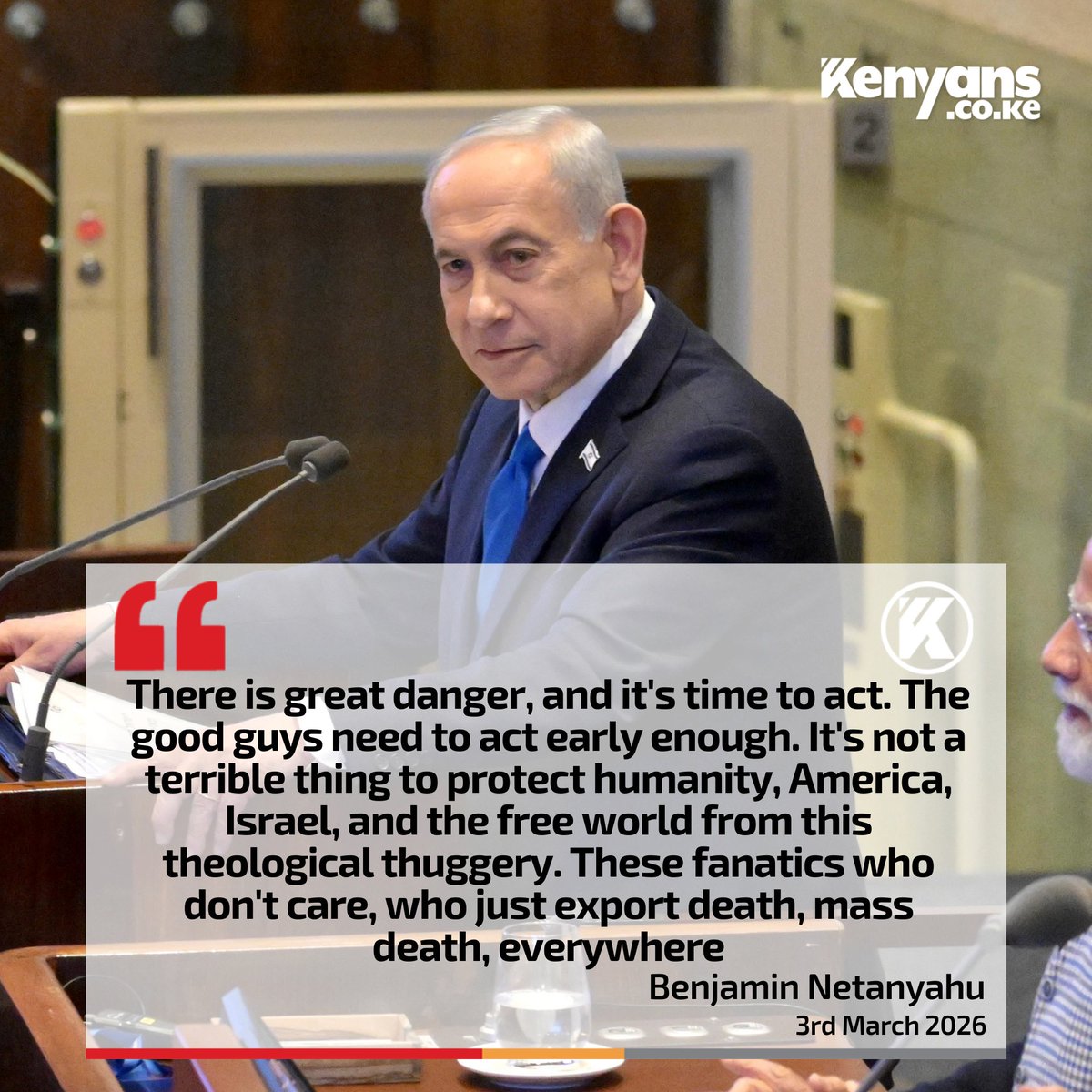 It's not a terrible thing to protect humanity, America, Israel, and the free world from this theological thuggery - Israeli PM Benjamin Netanyahu
