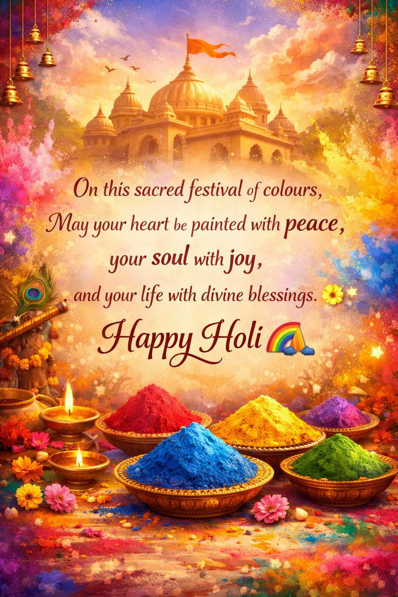 May this beautiful festival of colours fill your life with
💛 Happiness
💚 Good Health
💙 Peace
❤️ Love &amp; Prosperity