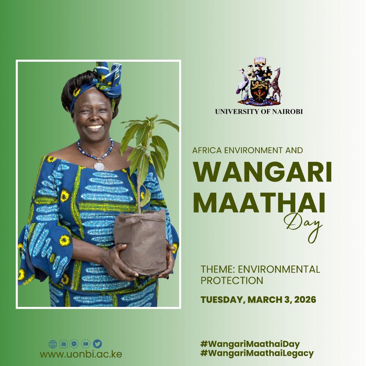 Plant a tree.
Speak up.
Protect the planet.
That was her formula 🌿
Today we celebrate Prof Wangari Maathai — and the movement she sparked.

#WangariMaathaiDay #AfricaEnvironmentDay

<a href="/UNEP/">UN Environment Programme</a> <a href="/IUCN/">IUCN</a> <a href="/Greenpeace/">Greenpeace International</a> <a href="/IPCC_CH/">IPCC</a> @GreenBeltMovt <a href="/UONWMI/">Wangari Maathai Institute</a>