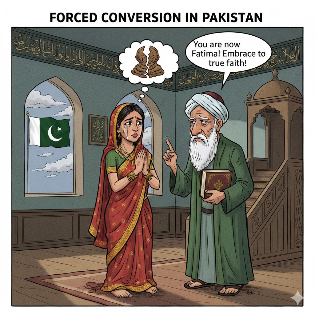 vopm_urdu's tweet photo. Forcing someone to change their faith isn’t conversion—it’s identity theft sanctioned by silence. Every forced “conversion” destroys a person’s soul and mocks justice. The state watches, unmoved, as identities are erased.
#StopForcedConversion
#SavePakistaniMinorities https://t.co/L1JitPhrEU