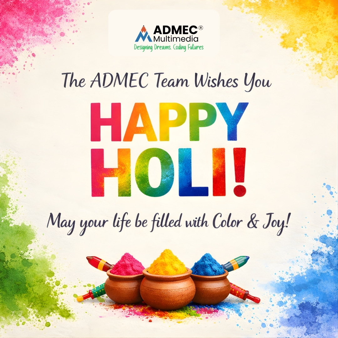 admecinstitute's tweet image. ✨ Celebrate the festival of colors with bright dreams and colorful achievements.

ADMEC Multimedia wishes you a safe and prosperous Holi!

#creativity #HappyHoli #holihai #color #celebration #Holi2026