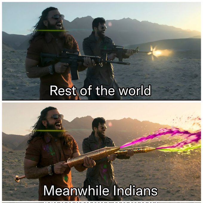 offroadeagle's tweet photo. World is busy in wars, Meanwhile India is busy in playing holi 🔥
#Holi https://t.co/KgooFsEdaf