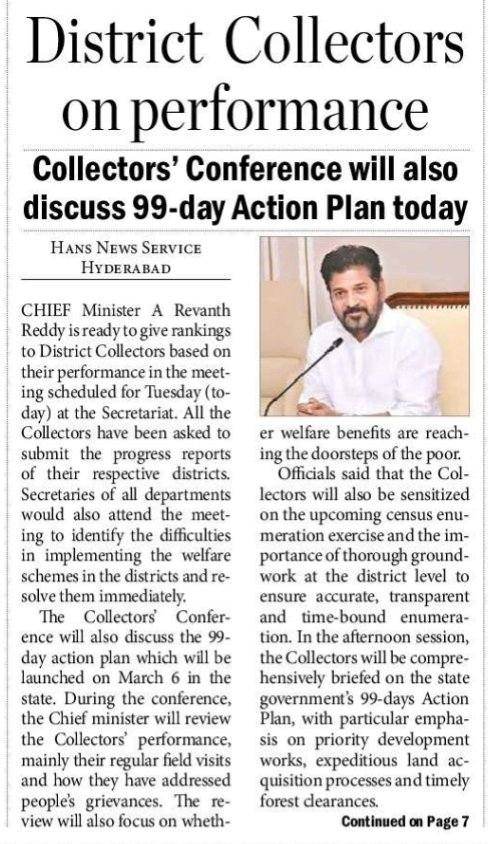 revanthannanews's tweet image. 🔔99-day ‘Praja Palana’ outreach plan set for rollout
🔹 @revanth_anumula to finalise public outreach calendar
🔹 Collectors to align on targets, timelines &amp;amp; ground monitoring
🔹 #GHMC to begin with sanitation drive, followed by focus on education &amp;amp; health
#PrajaPalana #Telangana