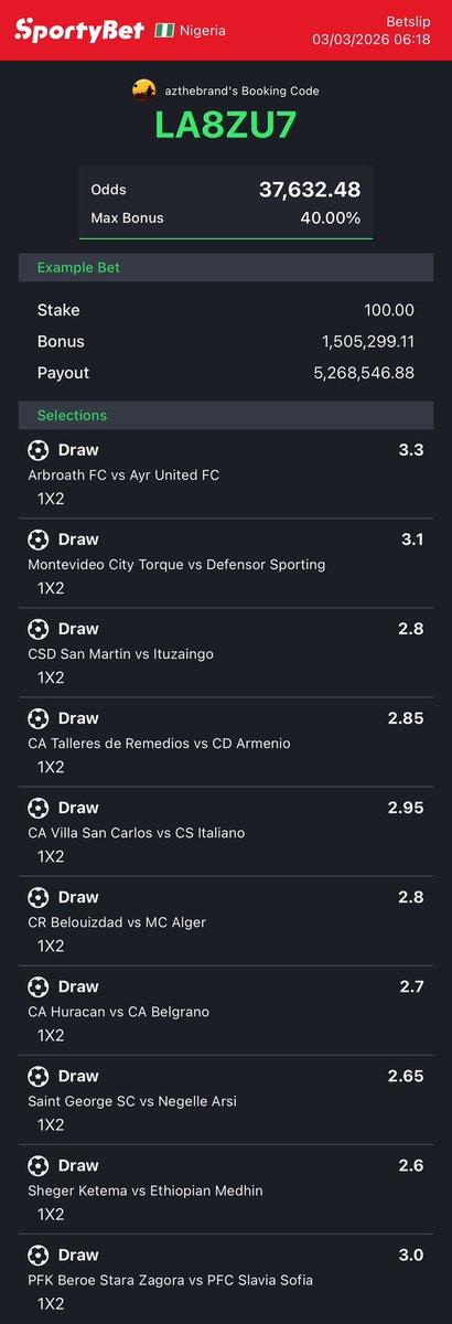 10/10 FT X - 37k odds⚽️🍀
Play | Edit | Ignore 🔞

LA8ZU7