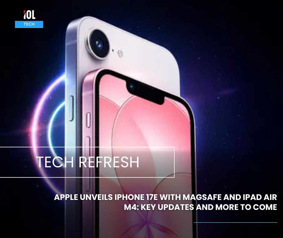 TechIol's tweet image. Apple unveils iPhone 17e with MagSafe and the iPad Air M4. Faster, sleeker, smarter, and just the start of what’s coming next.
#AppleEvent #iPhone17e #iPadAirM4 
Read on tinyurl.com/bd976rw3