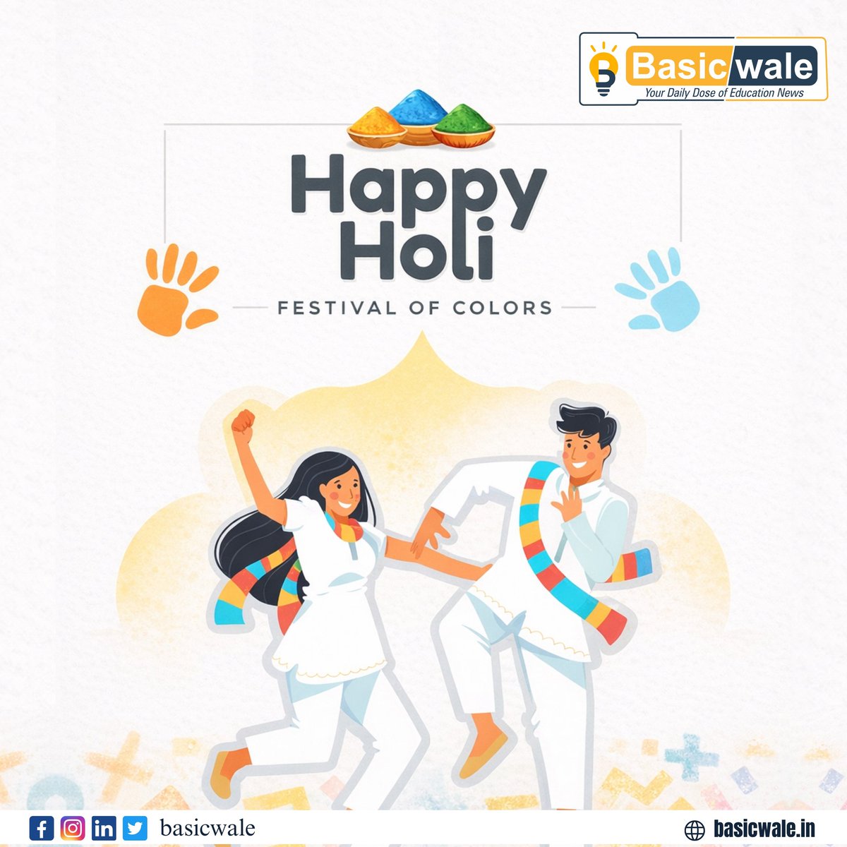 Basicwale's tweet photo. 🌈 Happy Holi from Basicwale!

May this festival of colors bring success, positivity &amp; new opportunities in your life.

Stay informed. Stay ahead.
🌐 https://t.co/HRrXBRFGn1 https://t.co/fiYsl1L7mZ
