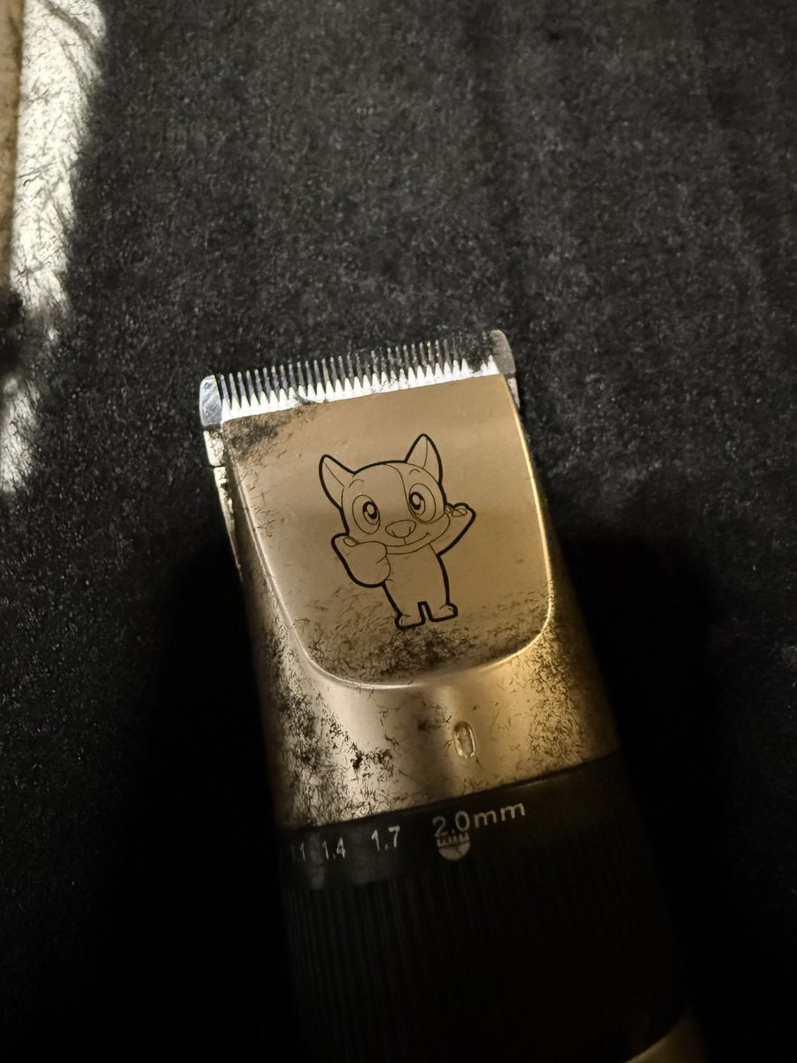 I love that now when I shave fur, I have a little dude giving me a thumbs up for my hard work