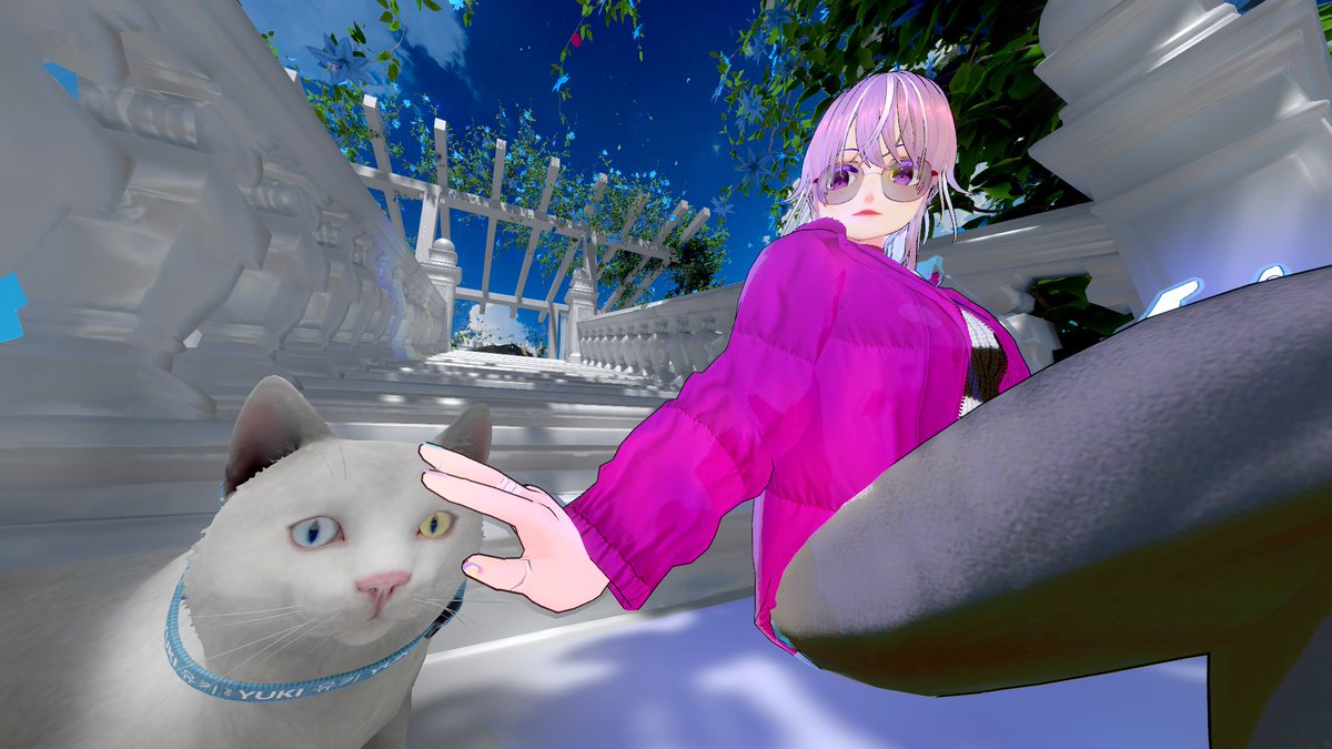 Katsura11322050's tweet photo. 傷心旅行中、猫に拾われた🐱
どうやらYukiって名前があるらしい
World: Sapphirae
By Fins
#VRChat #VRChatPhotography #VroidPhoto https://t.co/e9tfLCwyEx