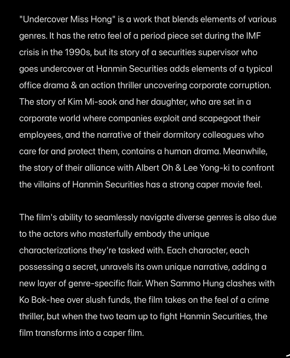1marisone's tweet photo. #UndercoverMissHong To sum up its success in few words
it would be "a stroke of genius in casting”
#ParkShinHye #박신혜 Sammo Hung
#GoKyungPyo JW
#HaYoonKyung Bokhee
#JoHanGyeol Albert
#ChoiJiSoo Nora
#KangChaeYoung
#KangDoHa
#KimWonHae Boss
#ParkSunHo Pd
https://t.co/fZUIsrBT8e https://t.co/wtngnV0sCk