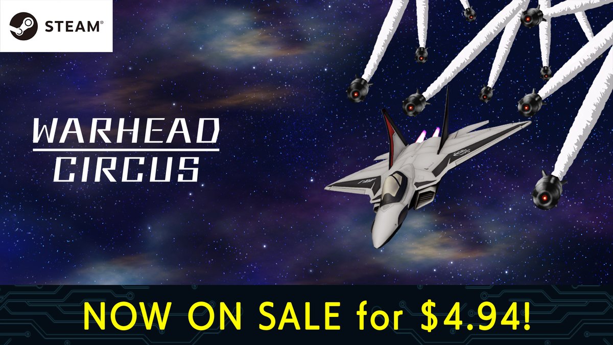 digup_pr's tweet photo. [SALE ENDS MARCH 9!!]

A 360-degree storm of incoming missiles,
extreme aerial survival where a
0.1-second error leads to being shot down.

#Steam 『WARHEAD CIRCUS』

4️⃣5️⃣% OFF!! [$8.99 ⇒ $4.94]
￣￣￣￣￣￣￣￣￣￣￣￣￣￣￣￣
👇Download here:
https://t.co/PL7pkNKjmb
#IndieGame https://t.co/obS7U3eGfy