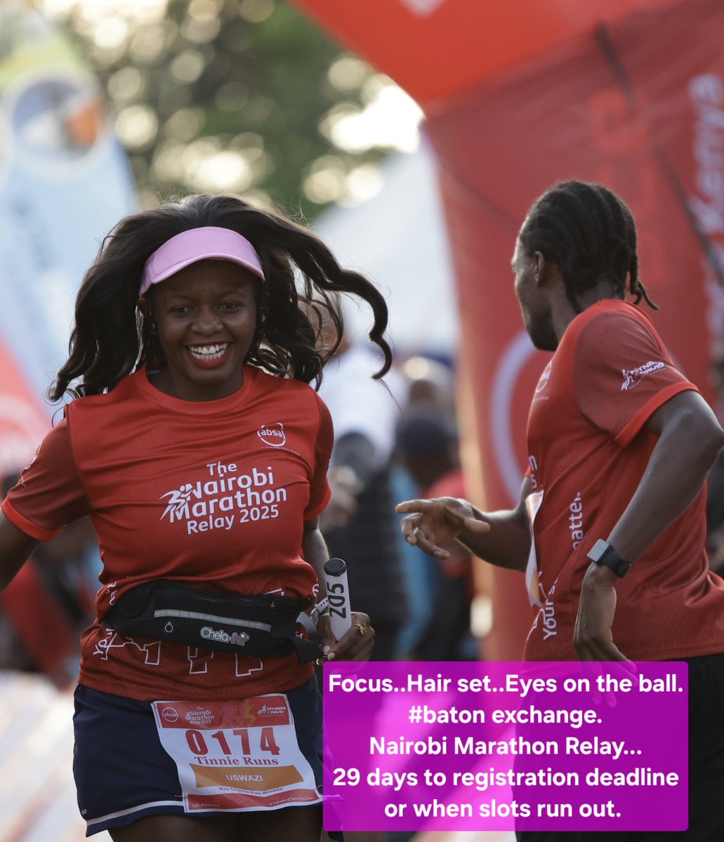 Focus..Hair set..Eyes on the ball.Nairobi Marathon Relay...29 days to registration deadline
or when slots run out.
Register @
davidthuo.com/product/the-na…
Run in partnership with <a href="/AbsaLifeKenya/">Absa Life Assurance Kenya</a> providing comprehensive life insurance solutions.
#batonexchange
#NairobimarathonRelay