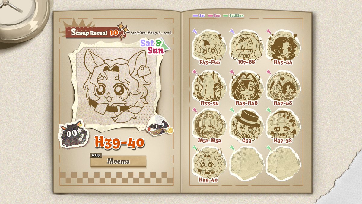 ✦STAMP RALLY #Reverse1999th unofficial✦  
เปิดตัวลายที่ 10 ด้วยตราปั้มแสตมป์ลาย Jessica! โดย <a href="/mummeemeemama/">Meema 。H39-H40 @CQ9</a> 

✦ประจำตัวที่บูธ H39-40
✦ลายนี้มีให้สะสมทั้ง 2 วัน เสาร์อาทิตย์ที่ 7-8 มีนาคม งาน #cq9 #CQ9_SAT #CQ9_SUN 

อ่านรายละเอียดกิจกรรมและวิธีเข้าร่วมได้ในเทรดปักหมุด