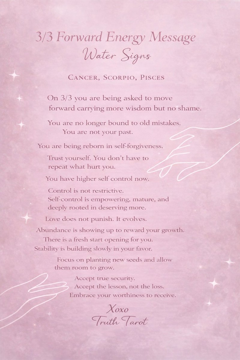 Har3Hna's tweet image. #Pisces #Cancer #Scorpio SMRV 

3/3 Messages from your guides 

Whatever guilt or shame you are feeling you need to release it 💦there’s something you are still struggling to heal from 💦some of you are worried about your finances and others it’s love that you may be struggling