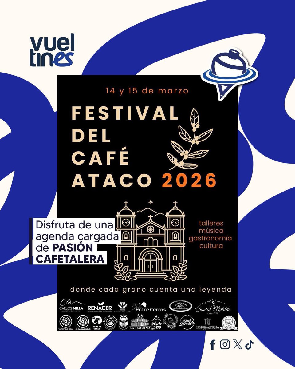 vueltines's tweet photo. FESTIVAL DEL CAFÉ ATACO 2026
Dos días para celebrar lo mejor del café salvadoreño ☕🇸🇻
14 y 15 de marzo en Ataco.
Guardá la fecha y date este vueltín.

#Vueltines #ElSalvador #TurismoSV https://t.co/ue2OThivfQ