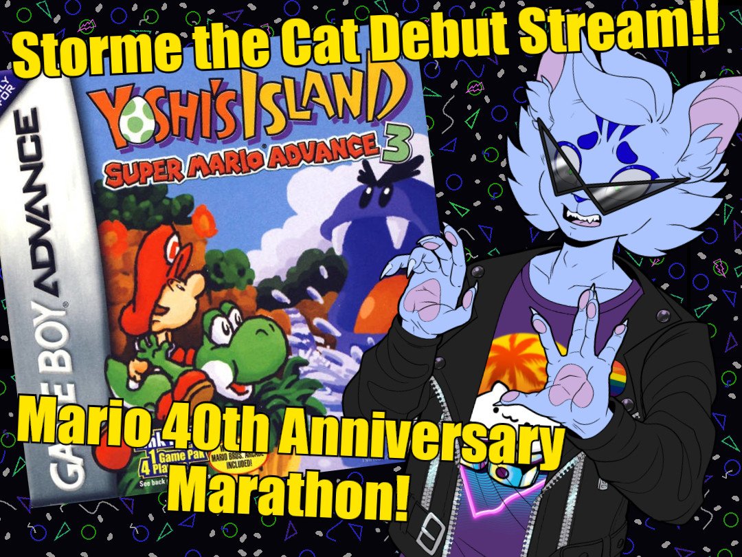 StormeTheCat's tweet photo. Hey everyone! I'm going to start streaming on #Twitch this March 3rd around 11:00pm CST. For Mario's 40th anniversary, I'm celebrating by doing a marathon of the GBA ports, starting with Yoshi's Island!

📺 https://t.co/YwQlExPVZX

🐾 #vtuber #pngtuber #furry #envtuber https://t.co/emzZvmtlaK