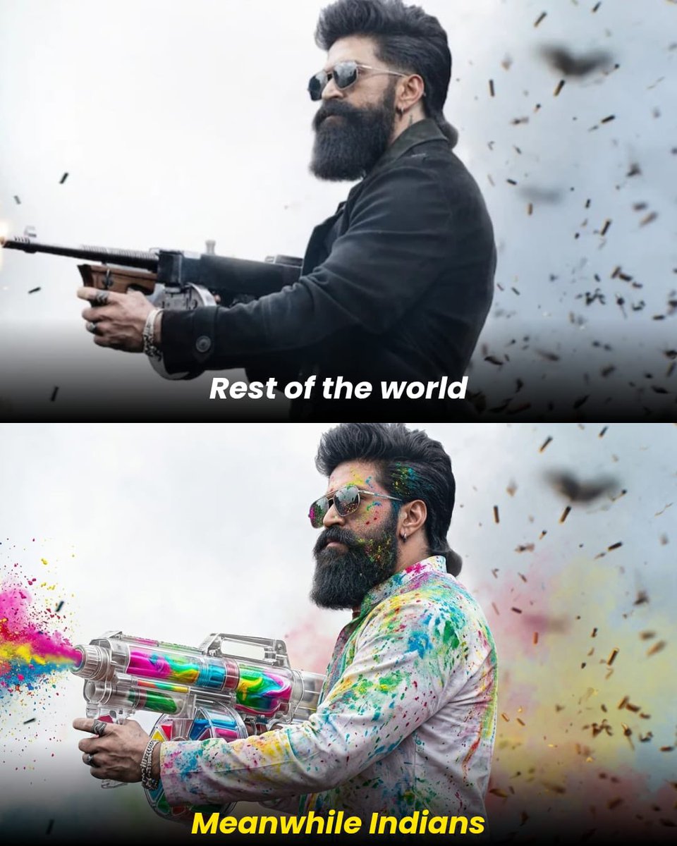 BefittingFacts's tweet photo. When the world loads bullets, India loads colours 🎨🔥

Happy Holi 🥳 https://t.co/0FYZVdaS0Q