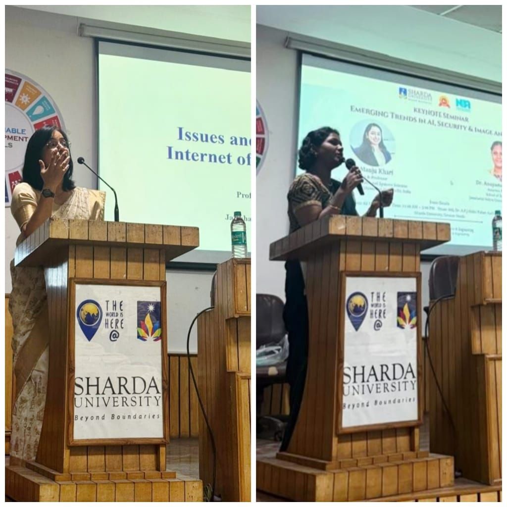 ShardaSSCSE's tweet photo. #SSCSE, #ShardaUniversity, hosted a seminar on Emerging Trends in AI, Security & Image Analysis with JNU experts, highlighting AI innovation, cybersecurity advancements, research insights, and future tech career opportunities. https://t.co/dzhqc5qOw1