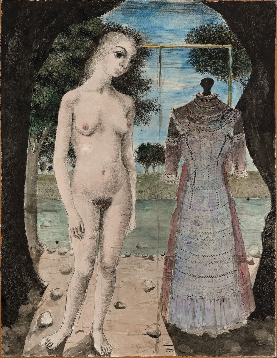 rheo_tu's tweet image. Paul Delvaux - La robe du dimanche, 1967
#delvaux #art #surrealism