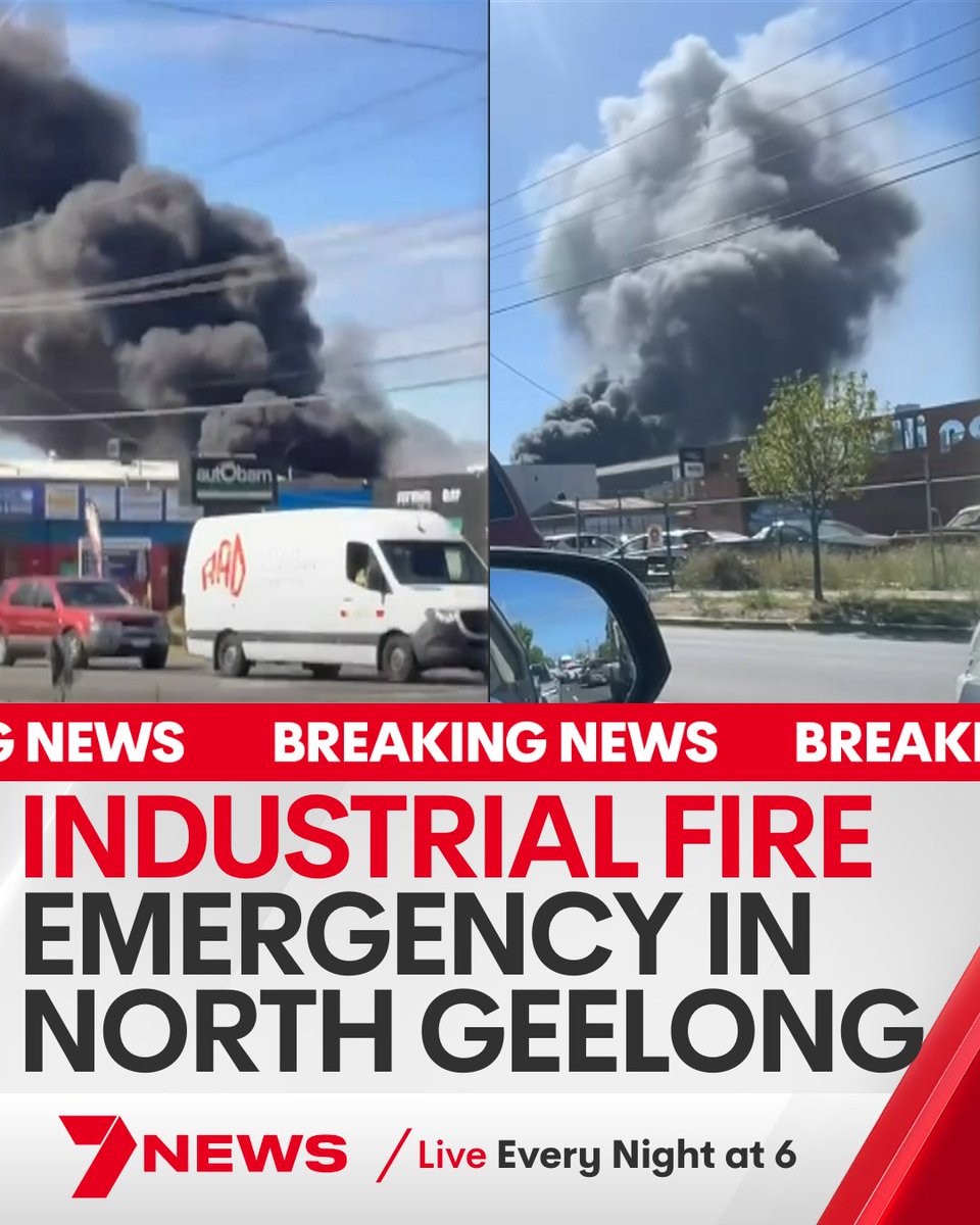 7NewsMelbourne's tweet image. BREAKING: A major emergency response is unfolding in North Geelong. Multiple fire crews are on the scene of the industrial fire. More to come. #fire #firefighter #geelong #victoria #breakingnews