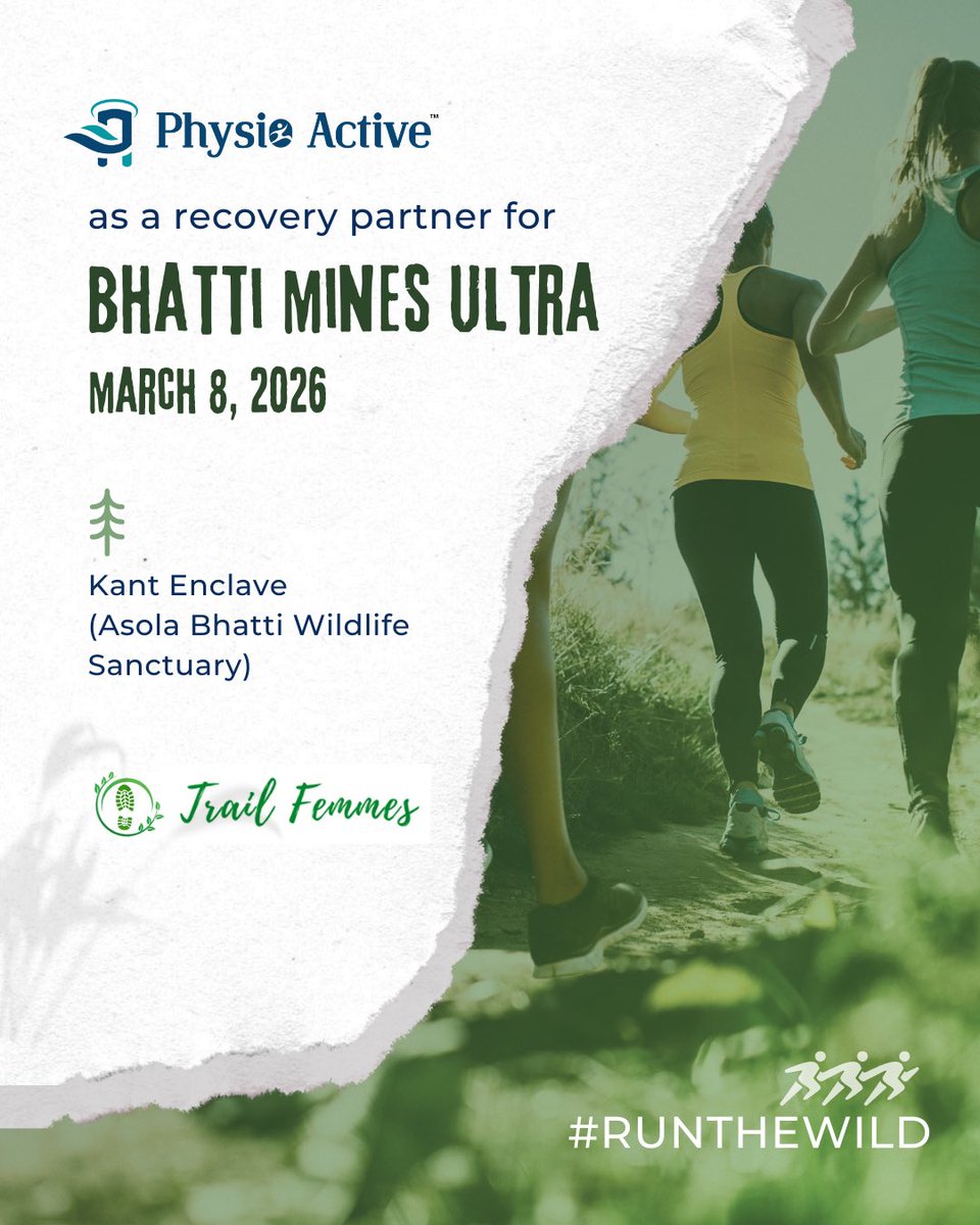 Physioactive_'s tweet photo. Physio Active is excited to come on board as the Recovery Partner for Bhatti Mines Ultra happening on March 8, 2026 at Kant Enclave (Asola Bhatti Wildlife Sanctuary).

See you in the wild. 🏃‍♀️🌲

#RunTheWild #PhysioActive #BhattiMinesUltra #Trailrunning https://t.co/78EX7JAgad