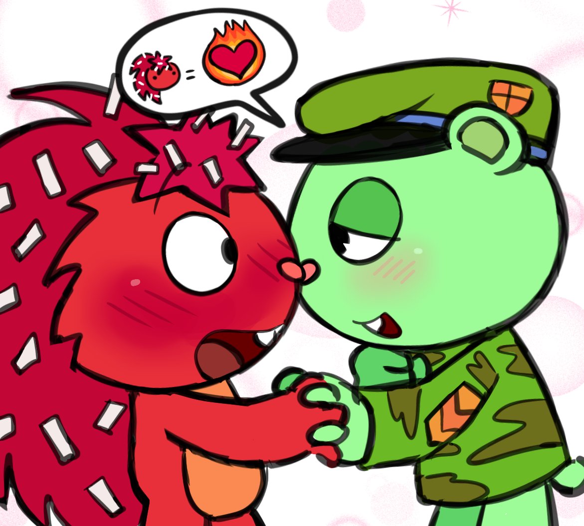 CentipedeBunnys's tweet photo. "You set my heart on fire" #flippyxflaky 
I headcanon that flaky is a hopeless romantic, very sweet and very soft, old school romance type of guy https://t.co/RNJR6AMsSl