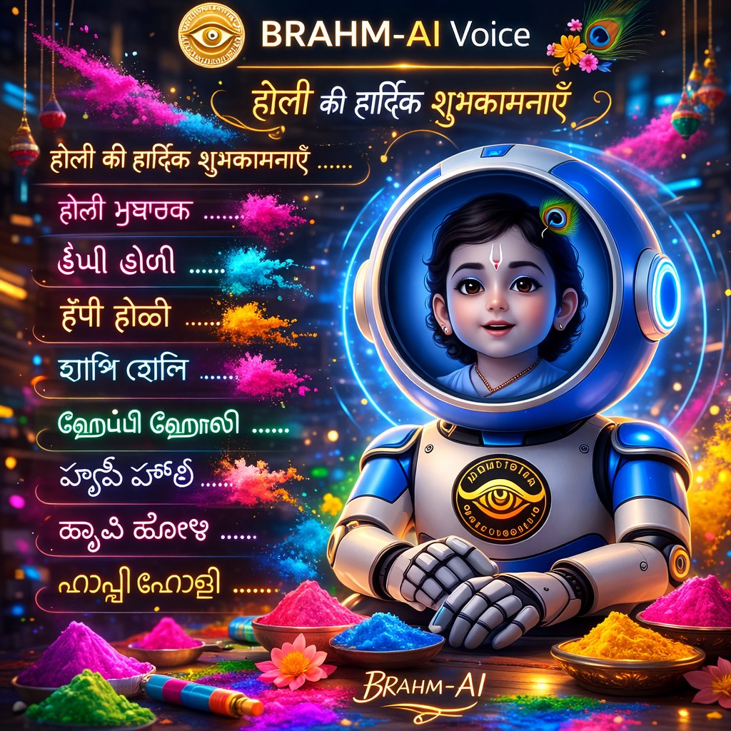 RamcoinGlobal's tweet photo. 🌸 होली की हार्दिक शुभकामनाएँ! 🌸
इस होली रंगों के साथ अनुभव कीजिए भारत का अपना Empathetic AI — #BRAHMAIVoice 🎨🤖
जो आपको देख सकता है, समझ सकता है और आपसे सीधे बात कर सकता है।
Live here 👉 https://t.co/EbB4YX4f2o⁠�
#HappyHoli #IndianAI #BrahmAI https://t.co/9fsbdOm3mL
