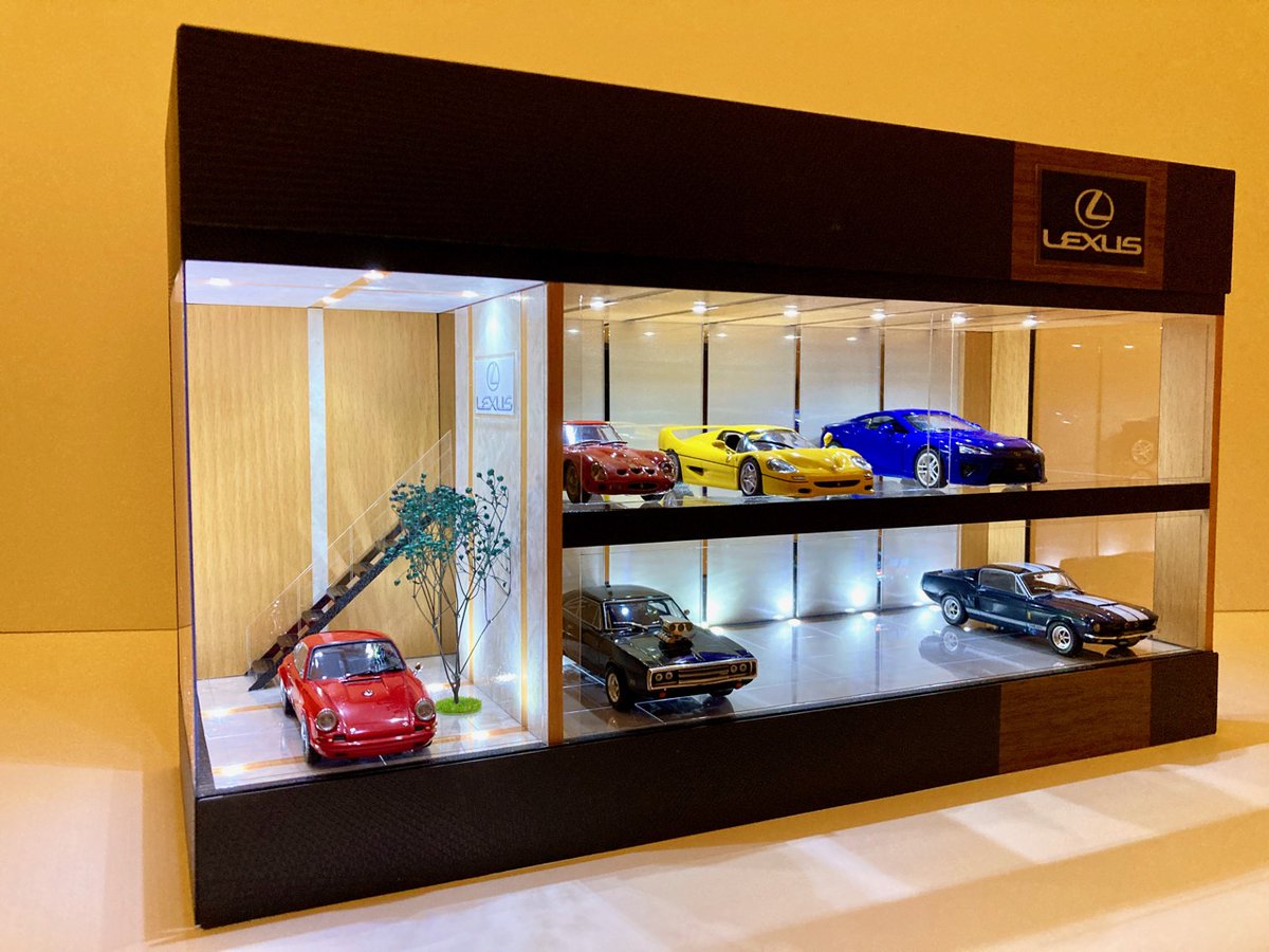 階段.植栽付ディーラー風 2層式・ディスプレーBOX / ネオジオラマ