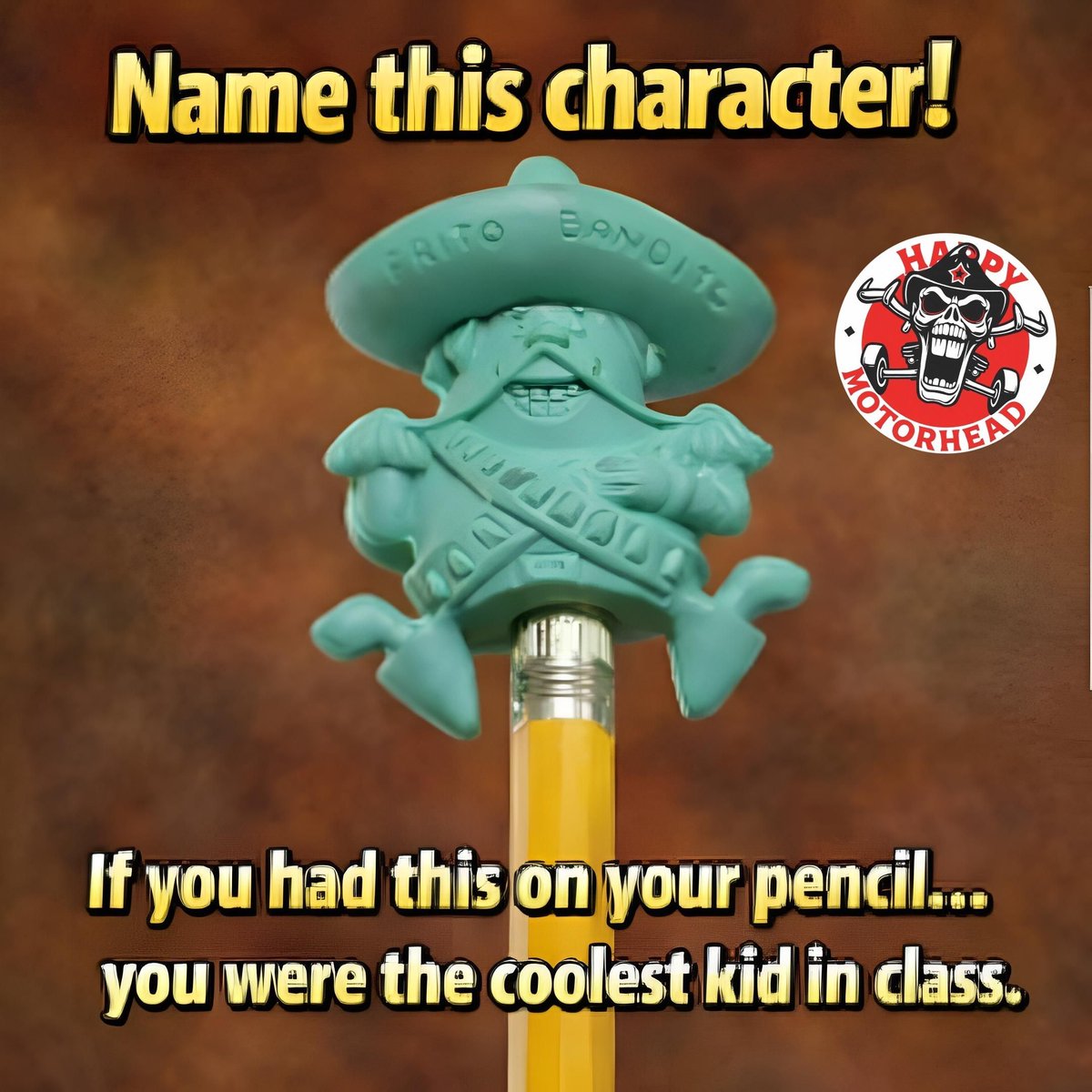 HappyMotorhead's tweet photo. What is the name of this legendary pencil-topping bandit? Drop your guess below! 💚🤠 #NameThisCharacter #VintageVibes https://t.co/CYzTIqXVuQ