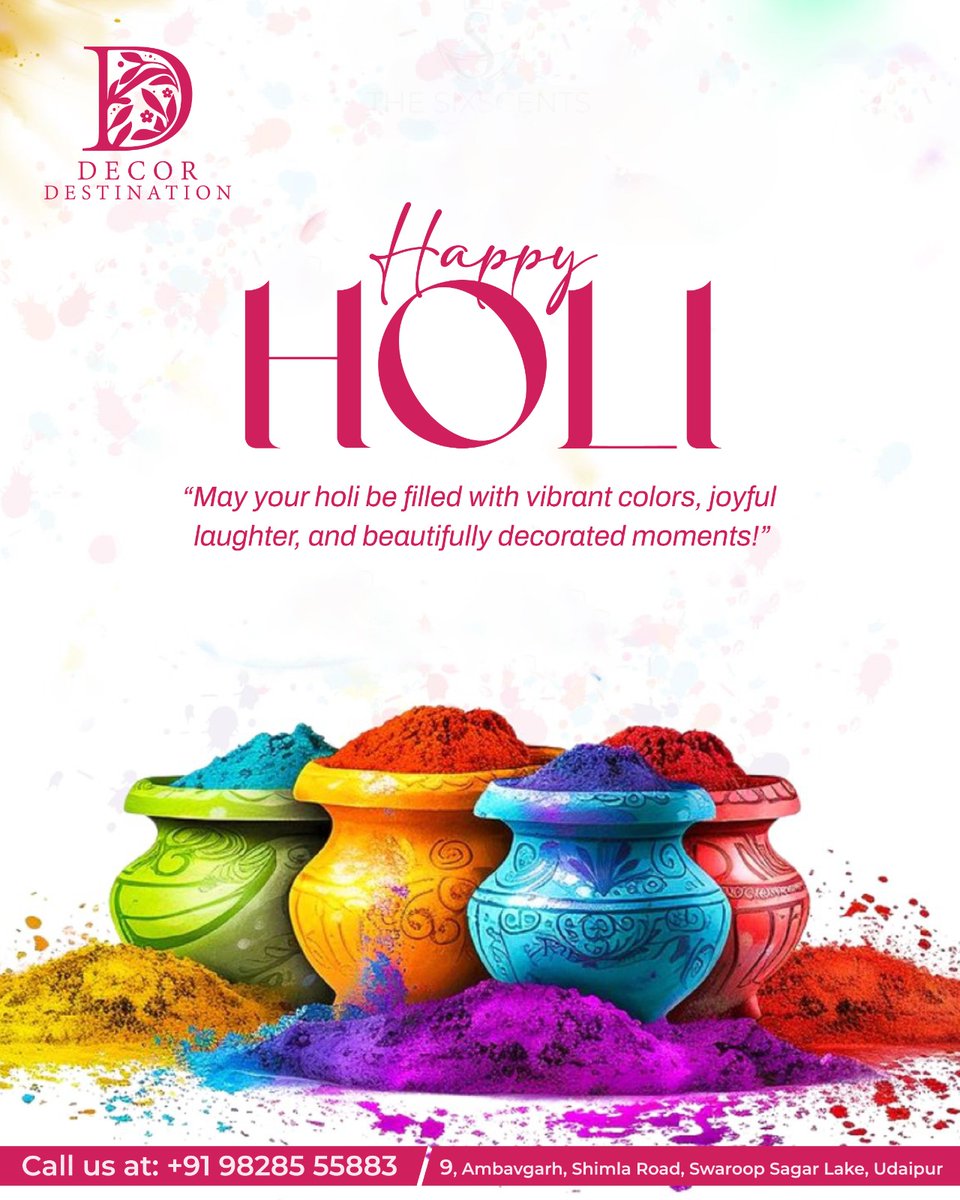 DecorDestin's tweet photo. Color Your Celebrations with Joy 🌈
Decor Destination wishes you a vibrant and joyful Holi! May your day be filled with colors, laughter, and beautifully decorated moments. ✨
#HappyHoli #DecorDestination #HoliWishes #FestivalOfColors #UdaipurEvents #Holi2026 https://t.co/9wMi3n3LLS