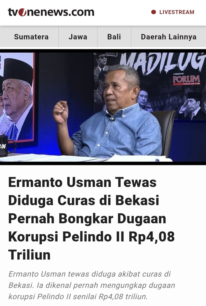 Pernah ngebongkar dugaan kasus korupsi Pelindo II sebesar Rp.4,08 triliun, pembunuhan Ermanto Usman harus diusut tuntas
