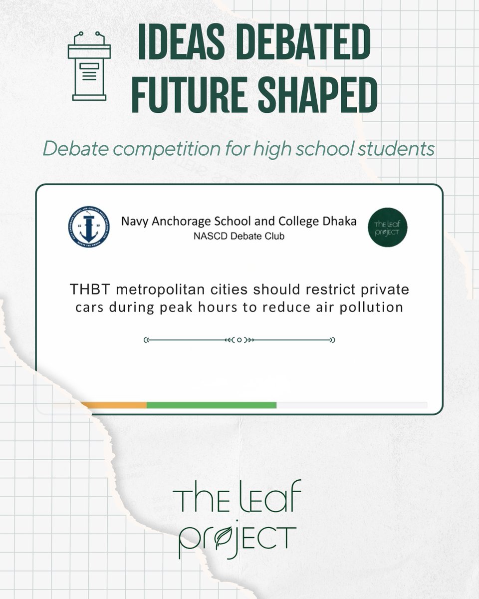 TheLeafProject_'s tweet photo. The Leaf Project recently had the pleasure of collaborating with the Debate Club of Navy Anchorage School and College, Bangladesh, for an engaging online debate competition centered on environmental issues.

Our socials: https://t.co/A54ByFOwc6 https://t.co/Yd5bTZhaRZ