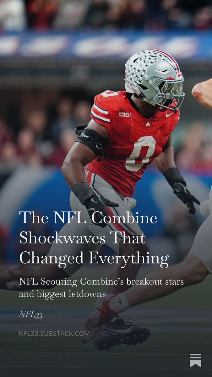 RyanTracyNFL's tweet image. The path to the NFL Draft changed course

The NFL Combine Shockwaves That Changed Everything
open.substack.com/pub/nfl33/p/th…