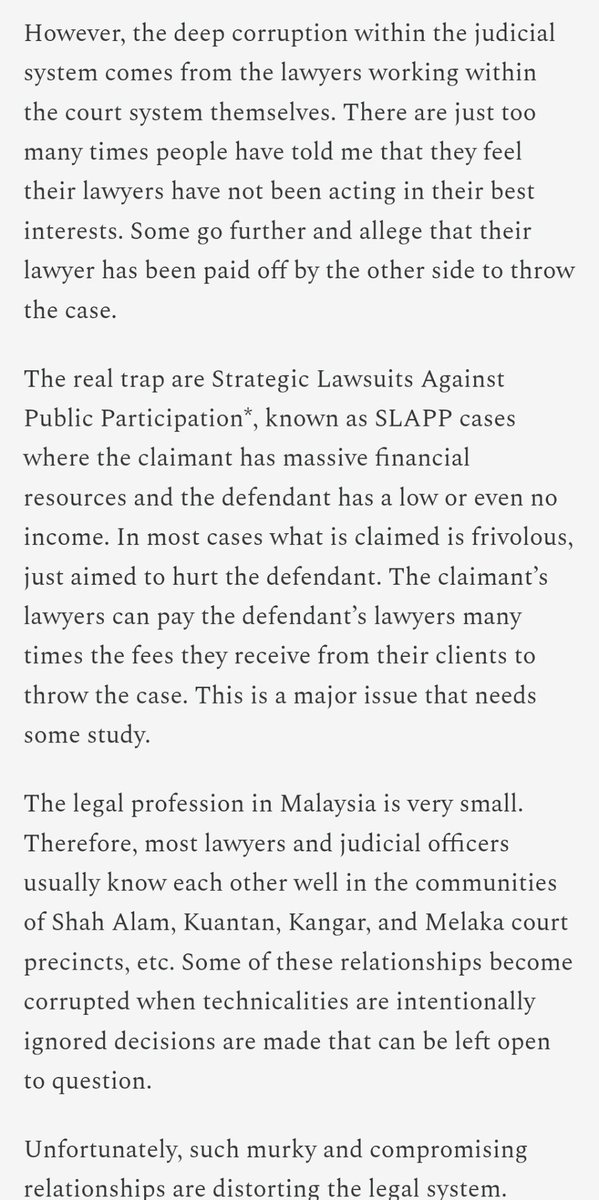 "The deep corruption within the judicial system comes from the lawyers working within the court system themselves," Murray Hunter.