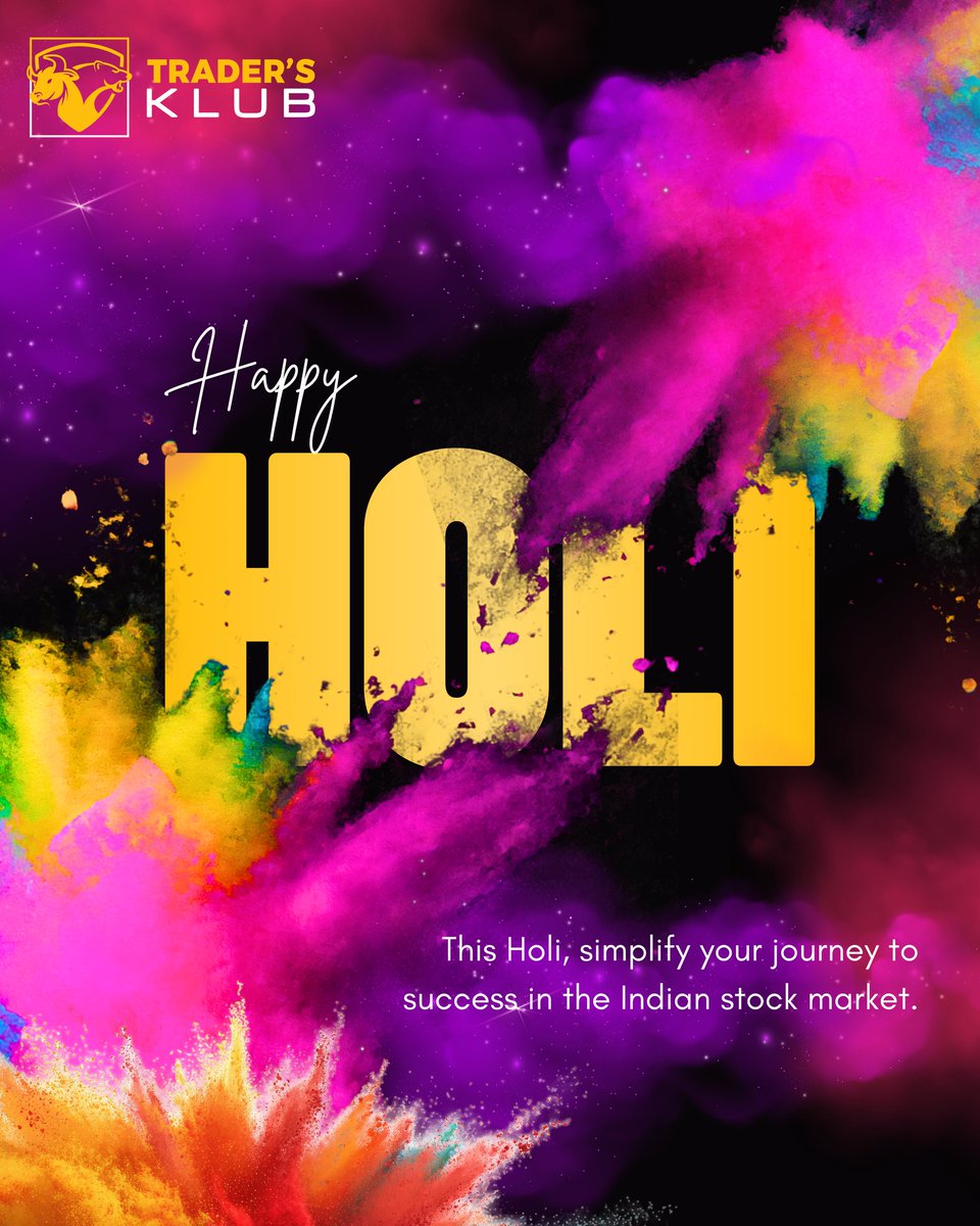 Wealthwithankit's tweet photo. 🌈✨ Happy Holi from Trader’s Klub! ✨🌈
This Holi, let’s add the real colors of profits, growth &amp; financial freedom to your portfolio! 💹🔥
Just like every color has its own magic, every trade has its own opportunity. https://t.co/FU3QR6oiPJ