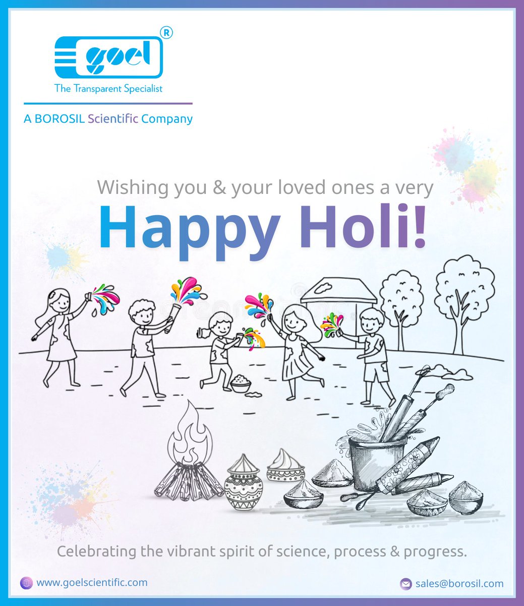gsgwl's tweet photo. Celebrating the vibrant spirit of science, process &amp; progress. This Holi, may innovation shine brighter, collaborations grow stronger, and success add new colours to every journey. Wishing you &amp; your loved ones a very #HappyHoli! #GoelScientific #BorosilScientific #HappyHoli2026 https://t.co/eEubO7599d