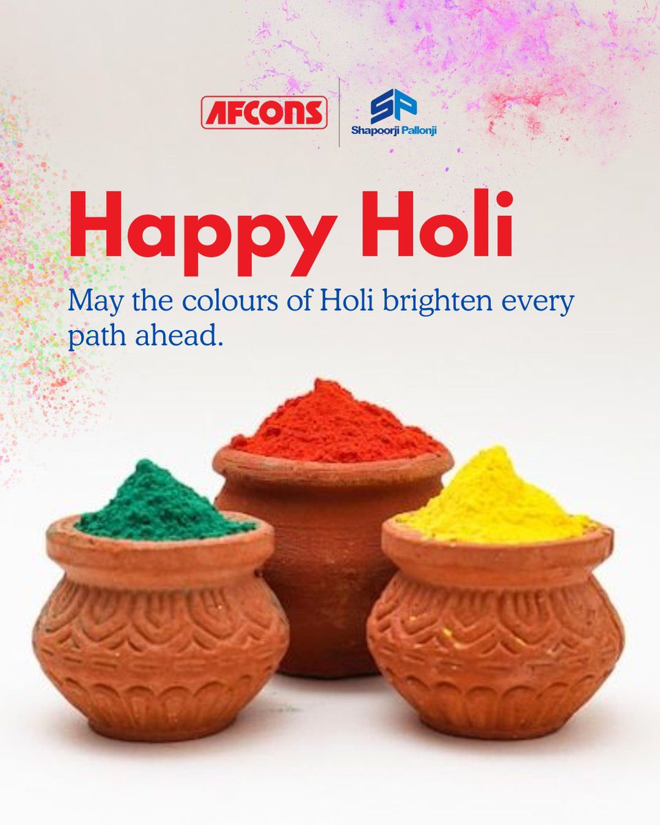 Celebrating the vibrant colours of joy, unity, and togetherness this Holi. May the festival bring happiness, positivity, and new beginnings to all. Wishing everyone a bright and joyful Holi!

(Holi, FestivalOfColours, Joy, Togetherness, NewBeginnings)

#AfconsInfrastructure